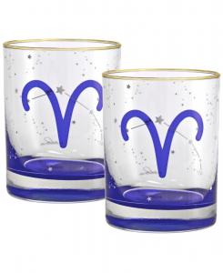 Набор из двух бокалов для виски «Овен» (двойной бокал для виски) Culver, синий