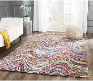 Ковер SAFAVIEH, 122 x 122 см, Nantucket Collection, Multi, ручной работы, бохо абстрактный, хлопковый, идеален для помещений с высокой проходимостью в гостиной, спальне (NAN511A)