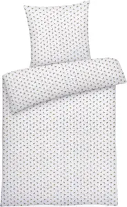 Постельное белье из сирсакера 155x220, цвет "Colorful House", розово-желтое, летнее, пододеяльник с цветочным принтом 155 x 220, не требует глажки Carpe Sonno