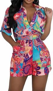 Комбинезон с поясом для коктейльных вечеринок в красно-оранжевом цвете Good Time USA