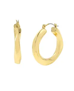 Серьги-Кольца средней толщины с плетением Steve Madden, gold