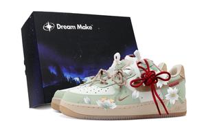 Nike Кроссовки для скейтбординга Air Force 1 Spring Cherry Blossom-Black Box с антискользящим покрытием, износостойкие, женские, светло-зеленые