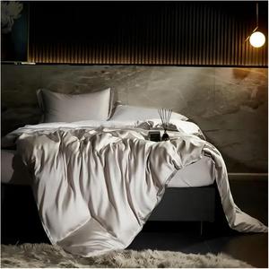 Generic Комплект постельного белья из 100% шелка черный мягкий охлаждающий