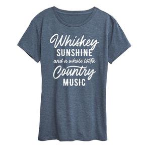 Женская футболка с графическим рисунком Whisky Sunshine Country Music, цвет Heather Blue
