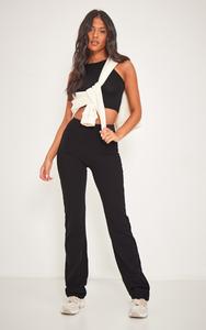 PrettyLittleThing Высокие черные расклешенные брюки с контурным рисунком