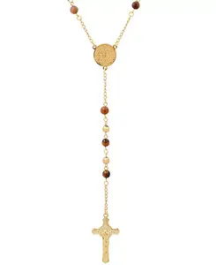 Мужское золотистое ожерелье-лариат с четками и тигровым глазом Lords, 30 дюймов Steeltime, gold