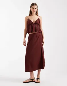 Бордовая льняная юбка миди с сенсорным эффектом Vero Moda