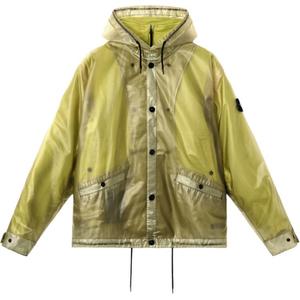 Прозрачный дождевик с капюшоном STONE ISLAND, зеленый