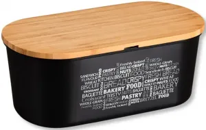 Хлебница KESPER, (1 шт.), с разделочной доской 34х14,5х20 см, черный