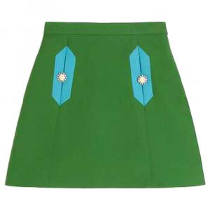 Юбка-трапеция с пуговицами Valentino, зеленый