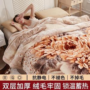 Yalu Плед Lashai'er 200x230 см, флис, двусторонний, утолщенный, 5 кг, цвет Peony Fairy - Coffee