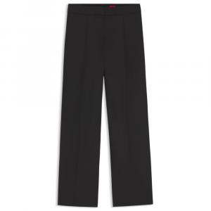 Брюки прямого кроя с широкими штанинами из эластичной ткани HUGO, черный