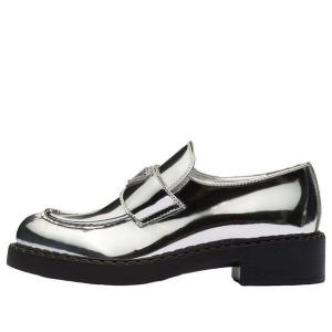 Кроссовки metallic leather loafers 'silver' Prada, серебряный