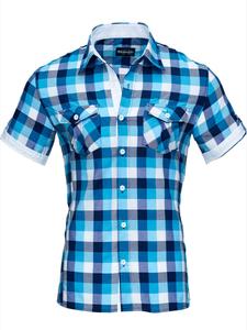 Рубашка Slim Fit на пуговицах Reslad RS7065, бирюзовый