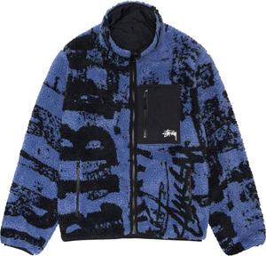 Куртка Stussy Sherpa Reversible Printed 'Blue', разноцветный