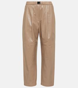 Кожаные брюки со средней посадкой BRUNELLO CUCINELLI, розовый