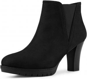 Женские ботильоны Allegra K Chelsea с закругленным носком и каблуком-блоком, Black