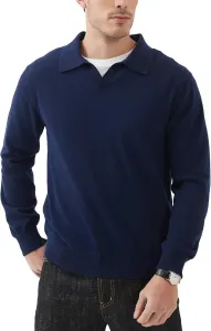 Мужской вязаный поло свитер V-образным вырезом, хлопок, длинный рукав Kallspin