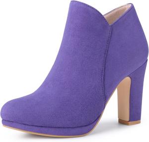 Женские ботильоны Allegra K с округлым носком и массивным каблуком, Violett