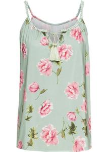 Топ-рубашка с цветочным принтом Bodyflirt, зеленый