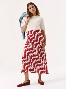 Абстрактная цветочная миди-юбка на подкладке Mint Velvet, Red/Multi