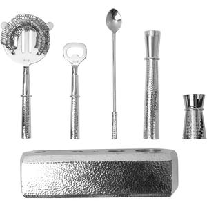 Коктейльный набор NASSAU, барная посуда, серебристый цвет с тонкой чеканной структурой Fink, серебристый