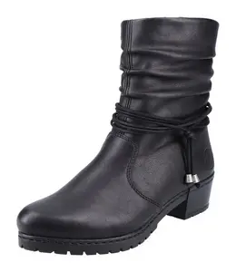 Зимние ботильоны Rieker с декоративными ремешками, черный