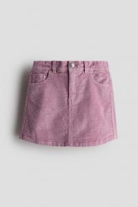 Юбка из хлопкового вельвета H&M, фиолетовый