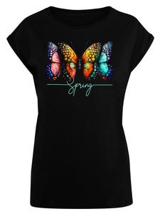 Футболка с удлиненным плечом Butterfly Illusion черного цвета F4NT4STIC