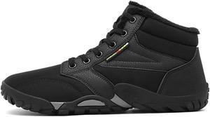 Зимние ботинки Qacksv для мужчин, снегоступы до середины голени, водонепроницаемые, с утеплителем и меховой подкладкой, для прогулок на открытом воздухе и работы, противоскользящие, прочные и теплые короткие зимние ботинки, черный