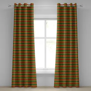 Шторы ABAKUHAUS Rasta с люверсами, геометрические зигзагообразные треугольники с художественным принтом в цветах флага, декоративные двухпанельные шторы, 280 см x 260 см, цвет: оранжевый, бархатцы Abakuhaus