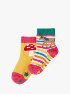 Детские носки с противоскользящим покрытием из хлопковой смеси Frugi, Pack of 2, Wild Woods Multipack