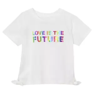 Детская футболка с коротким рукавом и принтом, завязкой сбоку для девочек 2-16 лет Lands' End, цвет love is the future