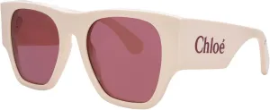Солнцезащитные очки Chloe CH0233S 003, женские, цвет слоновая кость/красный, прямоугольная форма, диаметр 53 мм, RED