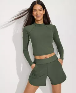 Купальный комплект SunShade UPF 50 с длинным рукавом, укороченным рашгардом и шортами для серфинга Lands' End, синий