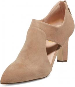 Женские классические ботильоны FYS с заостренным носком, вырезами, на среднем каблуке с массивным блоком, задней молнией, для платья, осенние праздничные туфли, размер 4-16 US, Sandy Brown