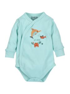 Nini Боди с длинными рукавами, украшенное изображениями морских обитателей синего цвета