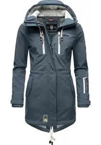 Функциональное пальто Marikoo "Zimtzicke", спортивная парка из софтшелла с капюшоном, голубой