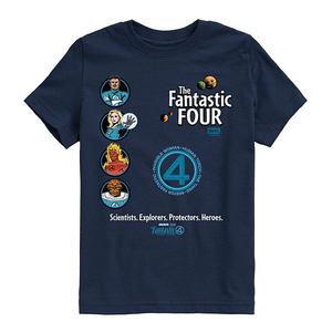 Футболка с коллажем Fantastic Four: First Steps для мальчиков 8-20 Marvel, Navy