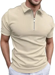 Мужская поло с коротким рукавом и молнией на четверть, летняя, slim fit MBDWWLC