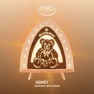 LED декоративный светильник Brummel, дерево, НАТУРАЛЬНО-КОРИЧНЕВЫЙ, лампа в виде медвежонка, Сделано в Германии E14 1 шт. Нейтральный белый цвет Гарантированно из Эрцгебирге, декоративная лампа для помещений, декоративный светильник Weigla, Natur