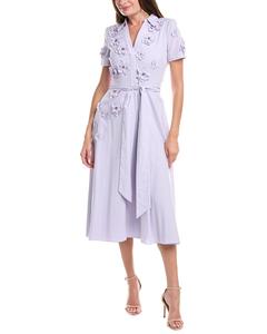 Badgley Mischka платье миди с 3D цветочным принтом, фиолетовый