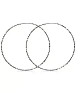 Текстурированные серьги-кольца 3 дюйма очень большого размера Guess, silver