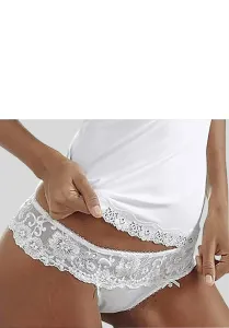 Стринги LASCANA "Wanda Dessous" с кружевной вышивкой в ​​цветочном стиле, белый