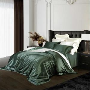UOIO Комплект постельного белья UOIO из 100% шелка с пододеяльником в клетку Green