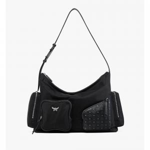 Сумка-хобо Aren Zip из кожи Econyl с монограммным принтом MCM, черный