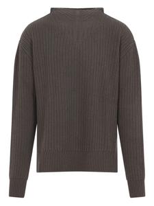 Ребристый свитер с воротником-стойкой от Rick Owens, серый