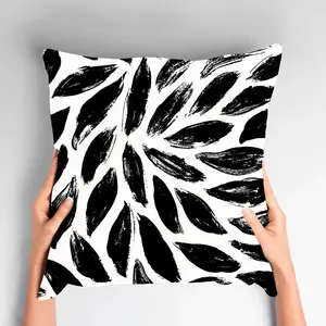 Подушка Dekokissen Ilinga наволочка, черный, белый, узор, кисть, абстрактный, современный Queence, белый