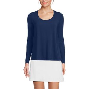 Женская футболка с длинным рукавом и круглым вырезом для эффективных тренировок Lands' End, синий