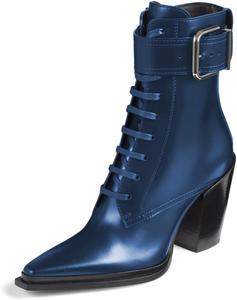 Женские ботильоны YDN с пряжкой, шнуровкой, массивным средним каблуком, заостренным носком и боковой молнией, обувь для вечеринок, выпускного и работы, размеры US 4-16, Blue